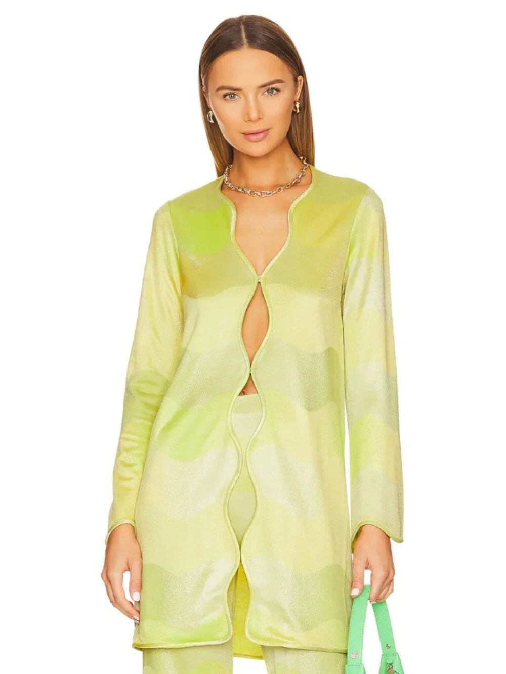 ALEXIS Bia Duster Top Angelika Pants Set Lime Waves XS Excellent $893 MSRP